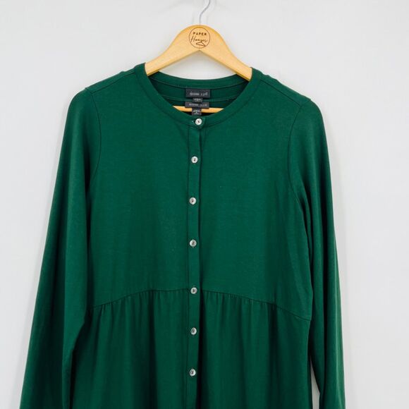 J Jill Wearever Collection Green 2 Piece  Tunic Top Set Size Med Petite, Button - Picture 3 of 8